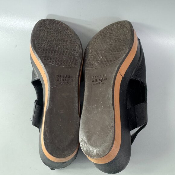 Stuart Weitzman Women's Black Slingback Leather Platform Wedge Sandals, Size 6.5 - Picture 8 of 12